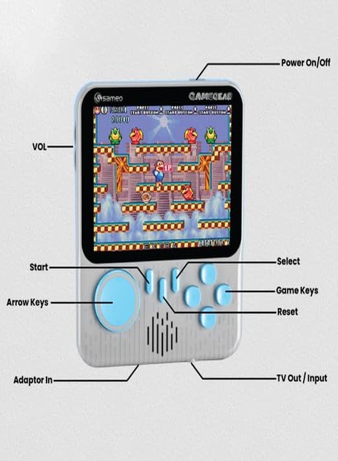 جهاز ألعاب فيديو محمول من ساميو جيم جير، لعبة ريترو صغيرة مع 666 لعبة كلاسيكية ريترو متوافقة مع التلفزيون للأطفال، قابلة لإعادة الشحن، 8 بت كلاسيكية (لون رمادي دولفين) - Image 4