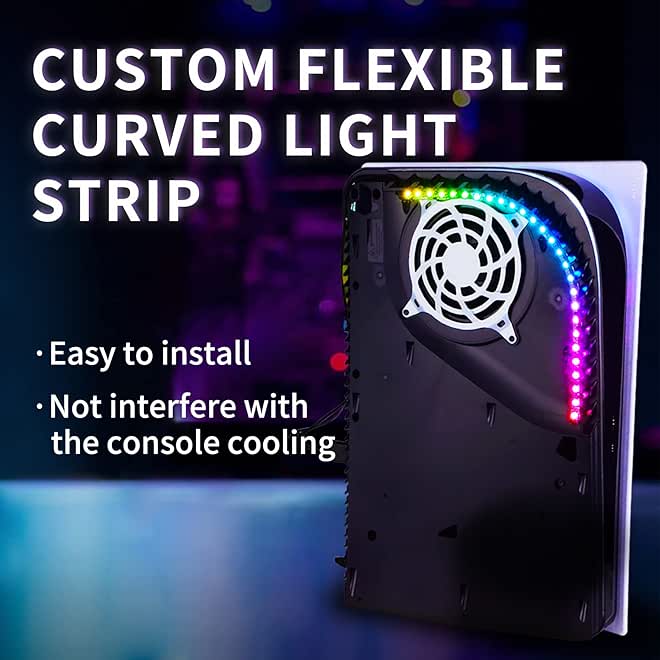 eXtremeRate RGB LED Light Strip for ps5 Console, 7 Colors 29 Effects DIY Decoration Accessories Flexible Tape Lights Strips Kit for ps5 Console with Memory Function, IR Romote Control - Image 2