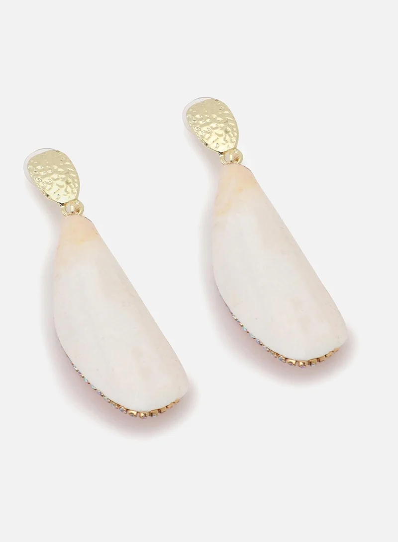 سوهي قرط متدلي من الحجر مصمم للحفلات مطلي بالذهب