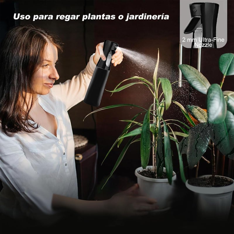 SUROQUE 300 ml Fine Black Mist Spray Bottle - Continuous Spraying for Hair, Plants, Cleaning - Multi-Purpose Water & Alcohol Sprayer - Image 4