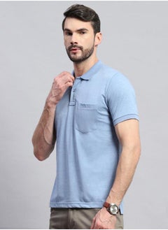 Monte Carlo Men Blue Solid Collared Neck Half sleeve T-shirt by Styli  - Image 2
