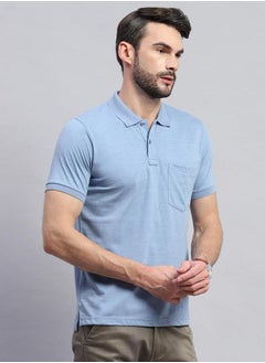 Monte Carlo Men Blue Solid Collared Neck Half sleeve T-shirt by Styli  - Image 3