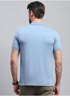Monte Carlo Men Blue Solid Collared Neck Half sleeve T-shirt by Styli  - Image 4