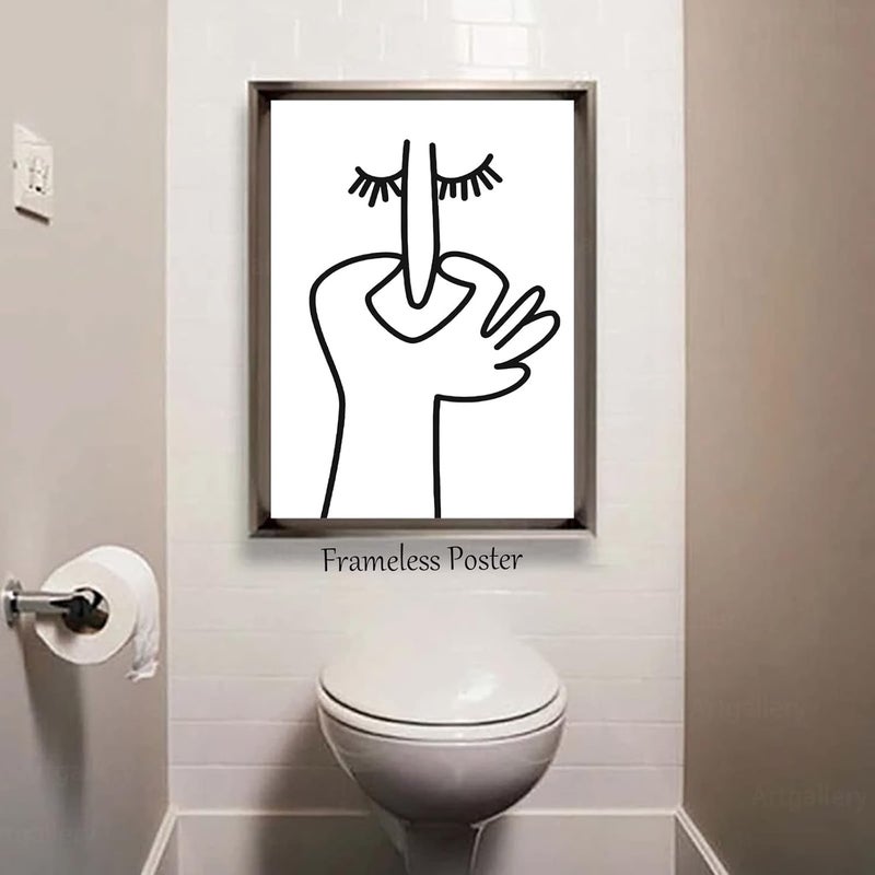 Pttkktbm Funny Bathroom Art Bathroom Humor Wall Art Minimalist Funny White Bathroom Picture for Wall Decor Bathroom Black and White Canvas Wall Art Poster Toilet Artwork for Wall Bad Smell Art Frameless Poster - Image 5