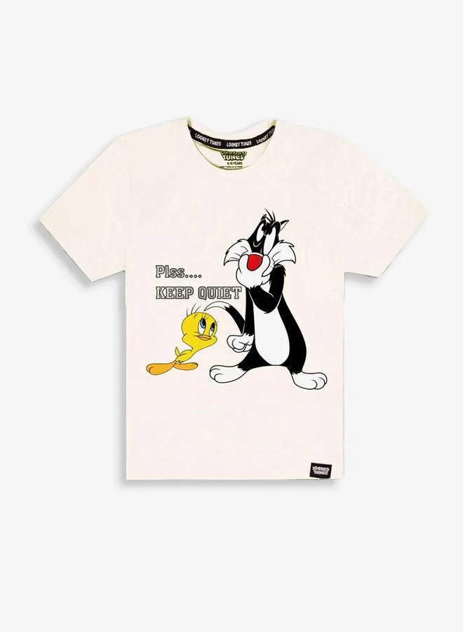 Looney Tunes Graphic Print Round Neck Fashion T-shirt