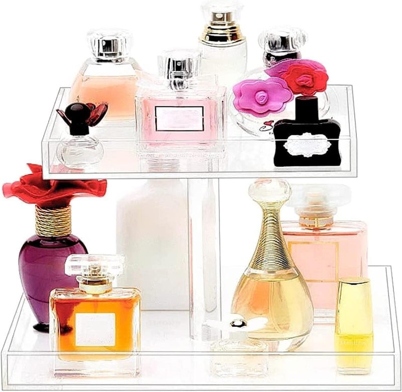 Al Raied ARS® Perfume Organizer Display Tray - Acrylic Handmade Large Vanity Tray, 6x9 inches, Clear - Image 1