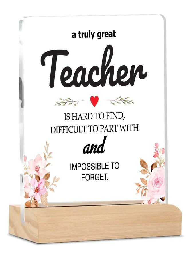 Giftplease Teacher Plaque with Wooden Stand Inspirational Desk Decor Gift for Mentor, Educator, Appreciation Keepsake for Teachers' Day, Birthday, or Farewell MP_91 - Image 1