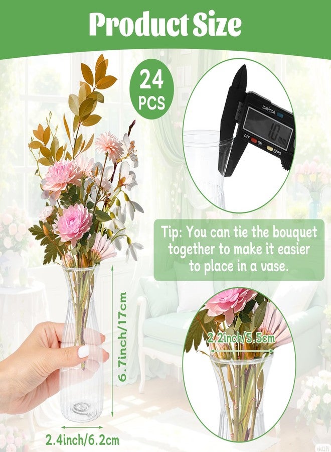 LOLYSIC 24 Pack Plastic Vase Bulk, Small Clear Flower Vase, Plastic Vases for Flowers, Crystal Bud Vases for Centerpieces, Wedding, Home Table Decorations, Formal Dinners - Image 2