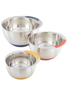 Ayesha Ayesha Curry Kitchenware Pantryware Stainless Steel Nesting Mixing Bowls, 3-Piece Set, Silver with Color Accent Handles  - Image 1