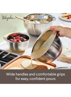 Ayesha Ayesha Curry Kitchenware Pantryware Stainless Steel Nesting Mixing Bowls, 3-Piece Set, Silver with Color Accent Handles  - Image 5