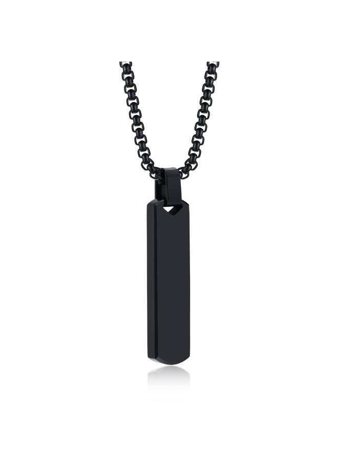 Engravable Jewelry Simple Pendant Stainless Steel Three-dimensional Long Square Geometric Necklace Men's Jewelry Pn- 676 