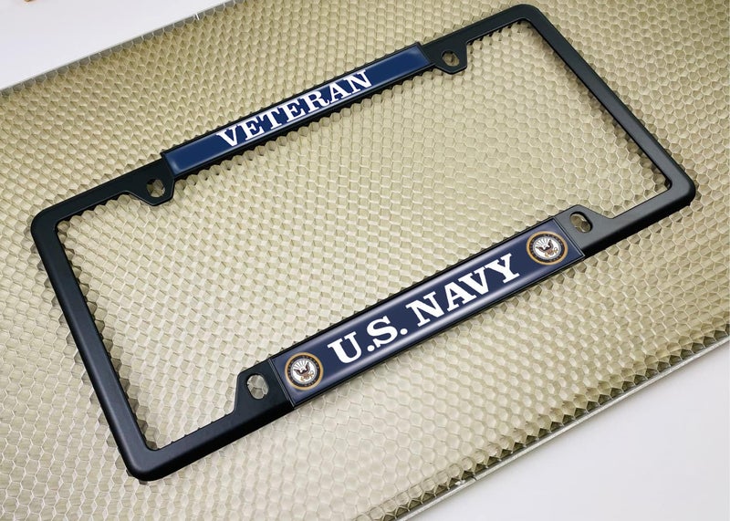 BestLicensePlateFrames U.S. Navy Veteran Metal License Plate Frame with Eagle and Anchor Logo - Image 3
