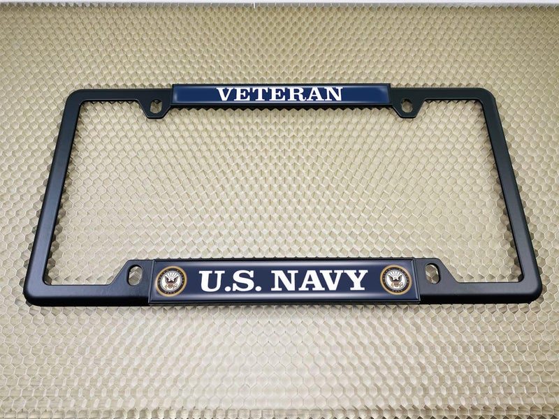 BestLicensePlateFrames U.S. Navy Veteran Metal License Plate Frame with Eagle and Anchor Logo - Image 4