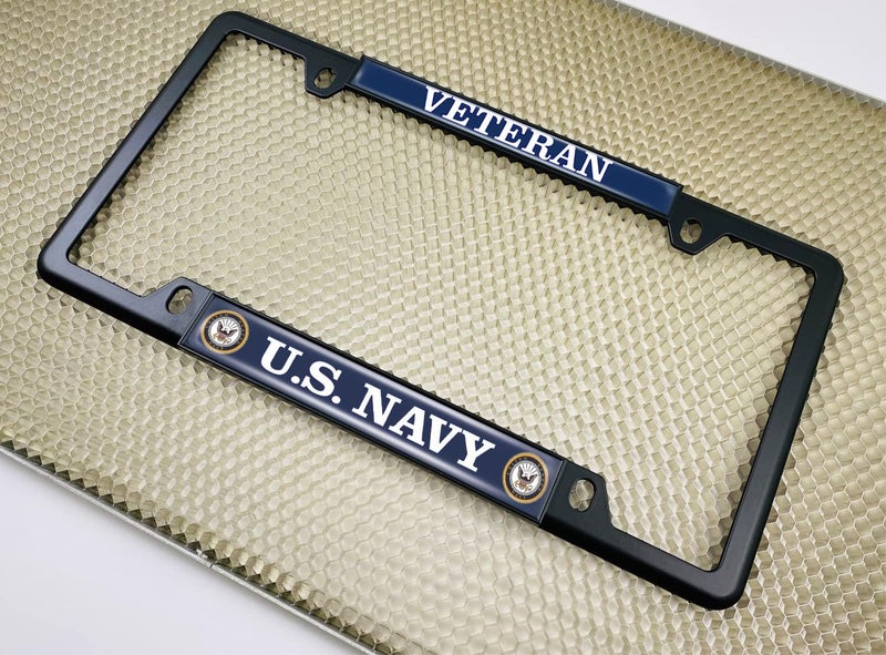BestLicensePlateFrames U.S. Navy Veteran Metal License Plate Frame with Eagle and Anchor Logo - Image 5