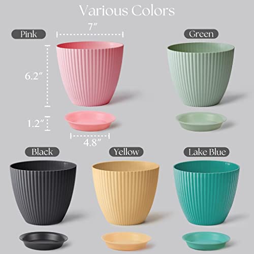 Rabbonix Plastic Round Flower Pots for Home Planters, Terrace, Garden Etc | Pack of 05 | White | Suitable for Home Indoor & Outdoor Gardening Plants - Image 4