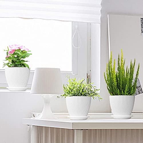 Rabbonix Plastic Round Flower Pots for Home Planters, Terrace, Garden Etc | Pack of 05 | White | Suitable for Home Indoor & Outdoor Gardening Plants - Image 3