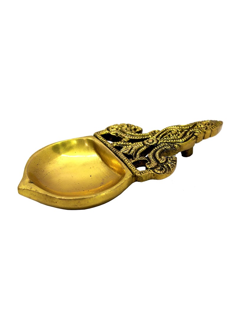 ESPLANADE eSplanade Brass Diya to burn Dhoop Kapoor Oil Lamp Deepam Deepak Kuthu Vilakku Pooja Articles 575 Inches Length  - Image 1
