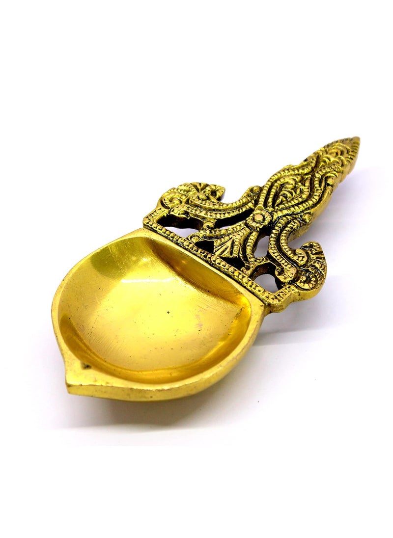 ESPLANADE eSplanade Brass Diya to burn Dhoop Kapoor Oil Lamp Deepam Deepak Kuthu Vilakku Pooja Articles 575 Inches Length  - Image 2