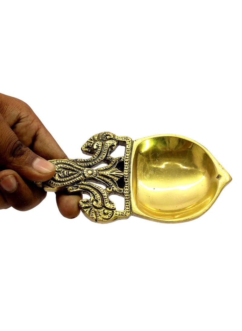 ESPLANADE eSplanade Brass Diya to burn Dhoop Kapoor Oil Lamp Deepam Deepak Kuthu Vilakku Pooja Articles 575 Inches Length  - Image 5