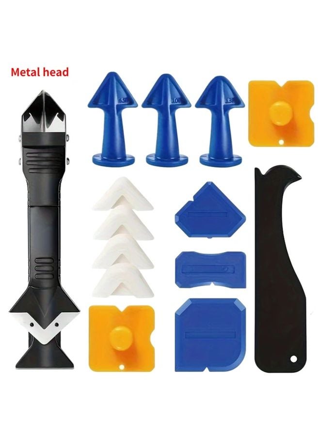 15pcs Caulking Tool Set With Metal And Silicone Heads Manual Sealant Applicator - Image 4