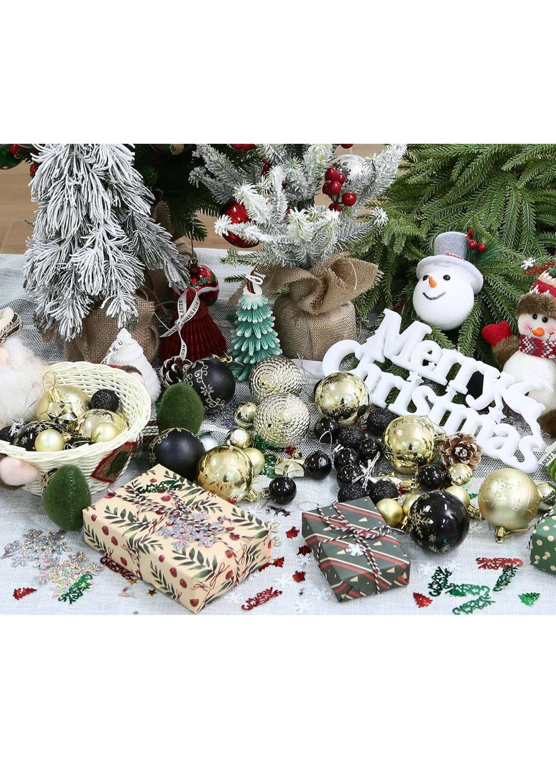 AUTOYSUR 44 Pcs Christmas Tree Balls Ornaments, Christmas Decorative Hanging Baubles for Home Party Holiday Wedding Tree Decorations (Gold/Black) - Image 3