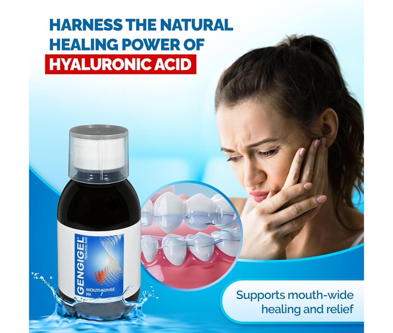 Gengigel Hyaluronic Acid Mouthrinse  150ml Oral Care Solution for Gum Health, Reduces Discomfort, Relieves Gum Recession & Gingivitis, No Alcohol or SLS, Vegan & Kosher - Image 1