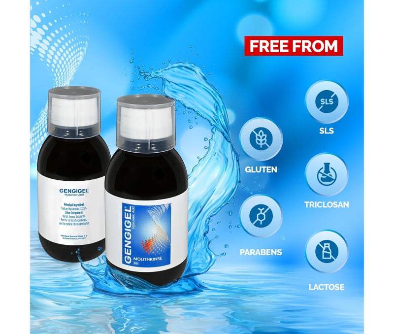 Gengigel Hyaluronic Acid Mouthrinse  150ml Oral Care Solution for Gum Health, Reduces Discomfort, Relieves Gum Recession & Gingivitis, No Alcohol or SLS, Vegan & Kosher - Image 2
