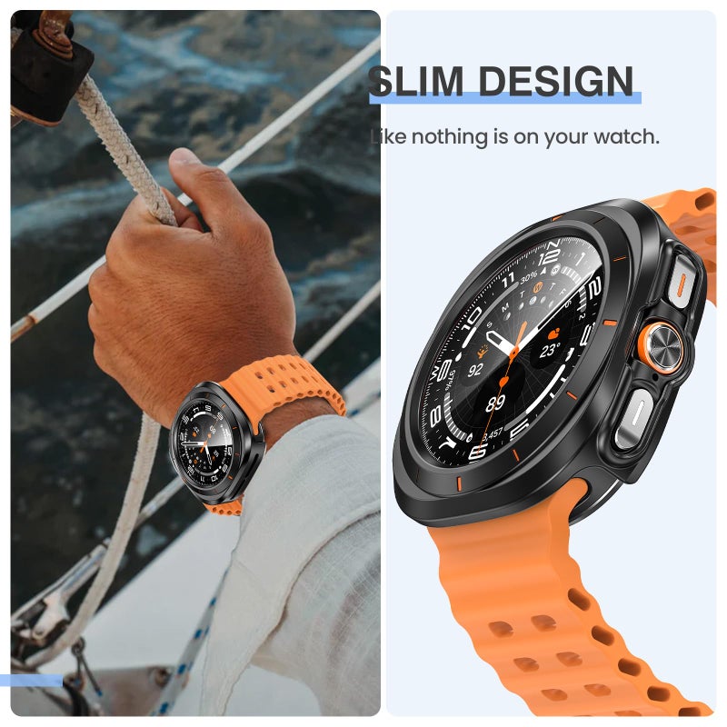 Tensea [2Pack for Samsung Galaxy Watch Ultra 2025/Galaxy Watch 7 Ultra 2024 Screen Protector Case 47mm Accessories, Protective Face Cover for 47 mm, Hard Bumper Built-in Tempered Glass Film Women Men - Image 4