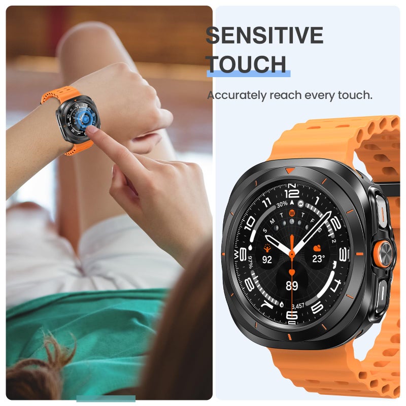 Tensea [2Pack for Samsung Galaxy Watch Ultra 2025/Galaxy Watch 7 Ultra 2024 Screen Protector Case 47mm Accessories, Protective Face Cover for 47 mm, Hard Bumper Built-in Tempered Glass Film Women Men - Image 5