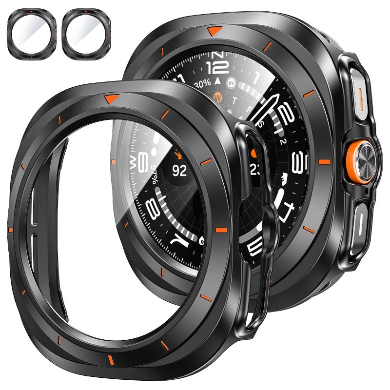 Tensea [2Pack for Samsung Galaxy Watch Ultra 2025/Galaxy Watch 7 Ultra 2024 Screen Protector Case 47mm Accessories, Protective Face Cover for 47 mm, Hard Bumper Built-in Tempered Glass Film Women Men - Image 1