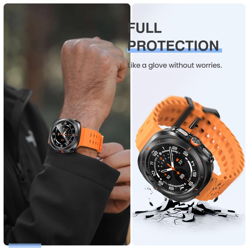 Tensea [2Pack for Samsung Galaxy Watch Ultra 2025/Galaxy Watch 7 Ultra 2024 Screen Protector Case 47mm Accessories, Protective Face Cover for 47 mm, Hard Bumper Built-in Tempered Glass Film Women Men - Image 3