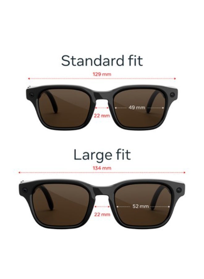 ميتا 155 mAh Meta Adventurer - Smart AI glasses for Women, Men—Meta AI, 12MP Camera, Live Translate — 3K HD - Brown Lenses - Classic Black - Size: Large Classic Black - Image 3