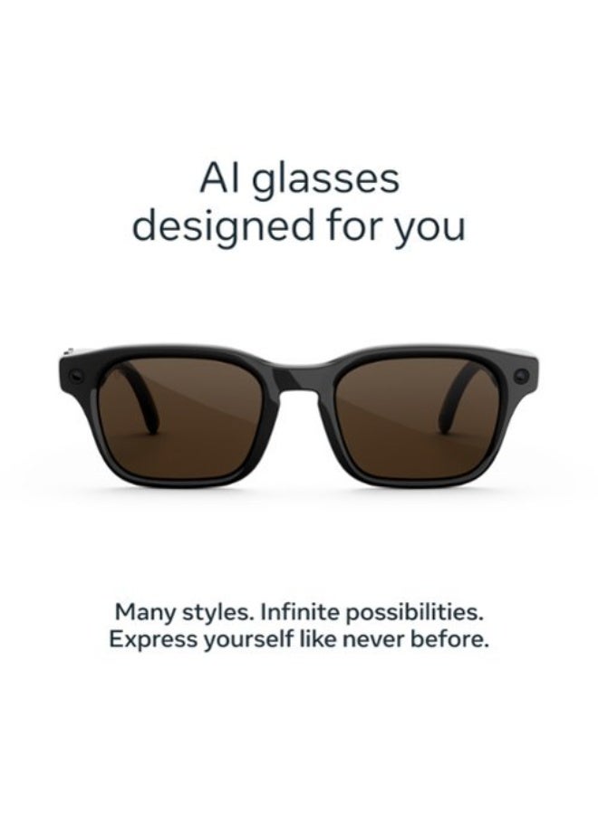 ميتا 155 mAh Meta Adventurer - Smart AI glasses for Women, Men—Meta AI, 12MP Camera, Live Translate — 3K HD - Brown Lenses - Classic Black - Size: Large Classic Black - Image 4