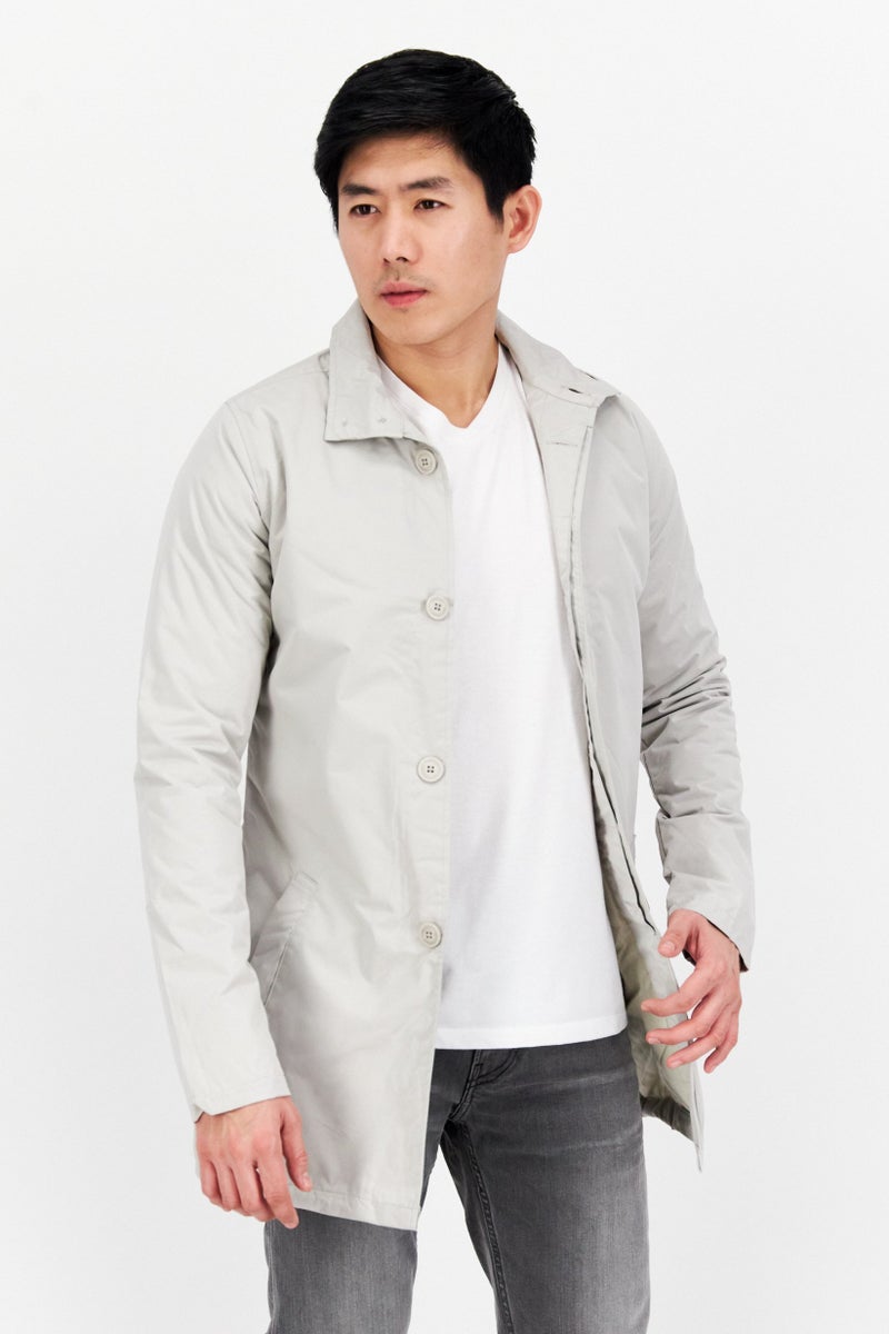 French Connection Men Plain Parka Jacket, Light Grey  - Image 1
