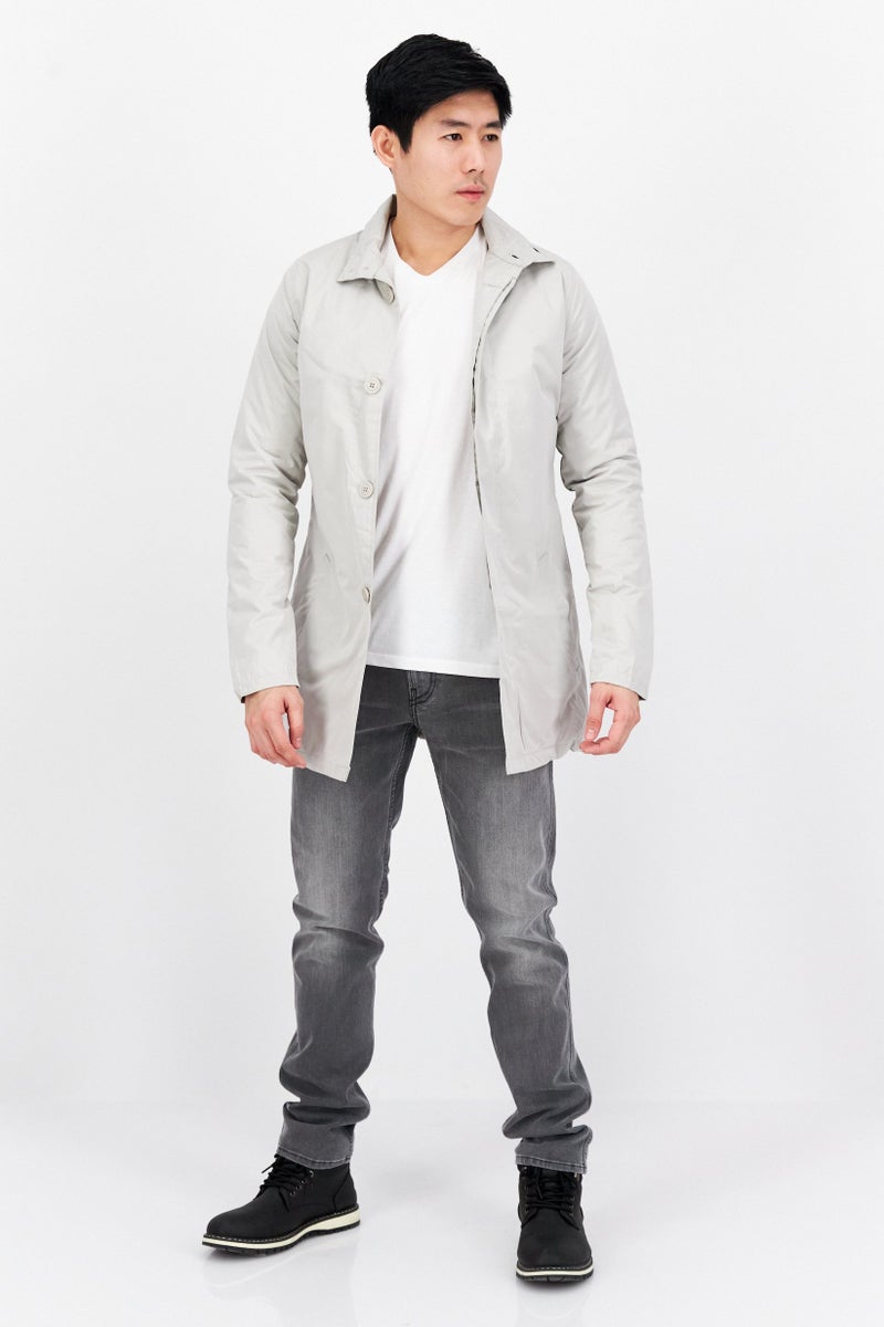 French Connection Men Plain Parka Jacket, Light Grey  - Image 3