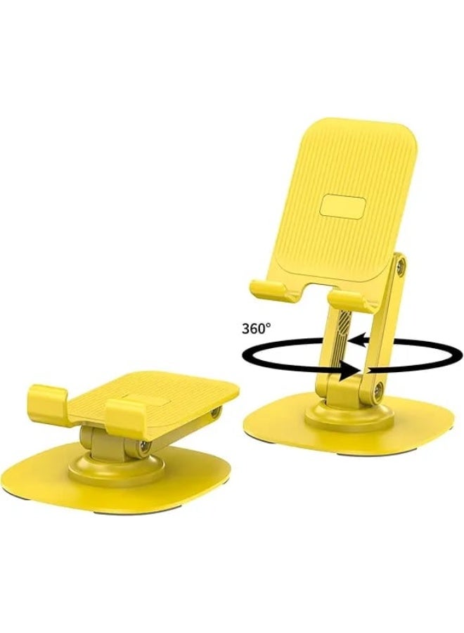 360° Metal Phone Holder, Foldable Metal Stand for Phones and Tablets, Desktop Bracket for Live Streaming on Smartphones and iPads. Yellow. - Image 1