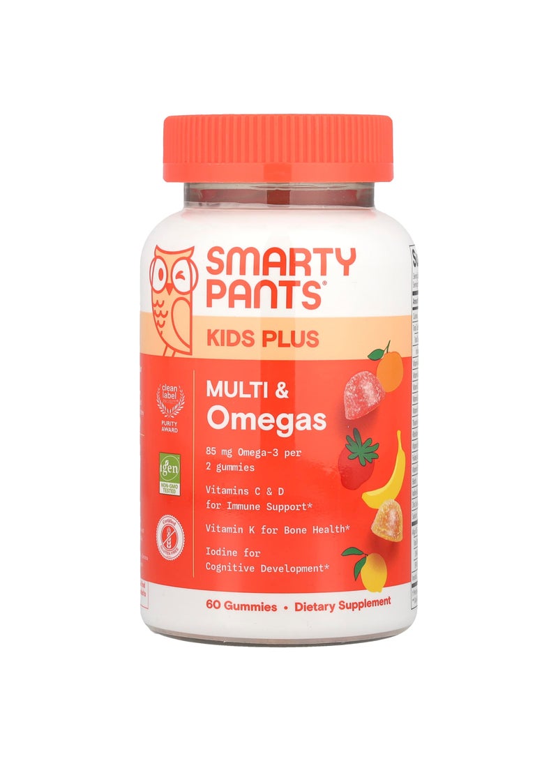 Kids Plus, Multi & Omegas Gummies, Lemon, Orange, and Strawberry Banana, 60 Gummies