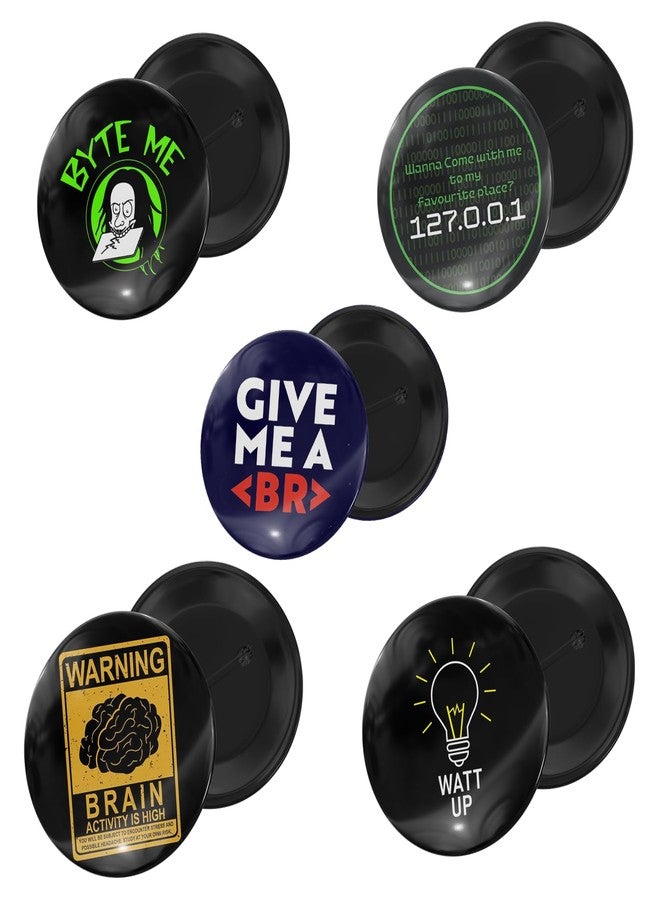 JIGARI Designer Theme Printed Badges with Steel Pin | Multicolor Designer Combo for Bags, T-Shirts, and Hats | Perfect for Boys, Girls and Adults | Pin Batches & Pin Badge for Fans (Coder / Programmer, Coder ( Pack of 5 ) - 02, 58mm - Sparkle Lamination) - Image 3