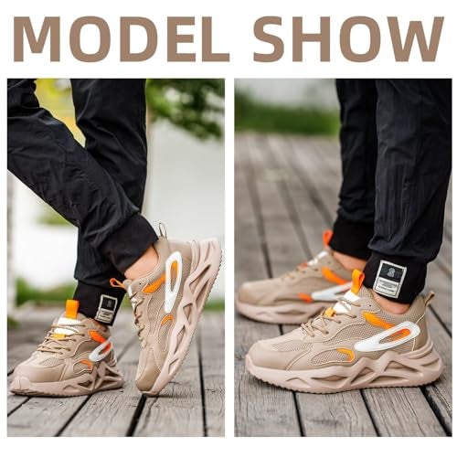Ruivina Steel Toe Shoes for Men Women Composite Toe Shoe Wide fit Indestructible Work Sneakers Safety Shoes Lightweight Slip on Resistant Breathable Puncture Proof Yellow 39 - Image 2