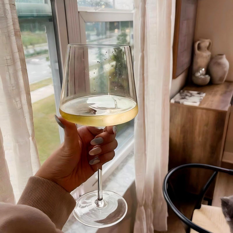 Physkoa 18OZ Red Wine Glasses Set of 4-LeadFree Crystal Wine Glass with Tall Long Stemã€Hand Blown Italian Styleã€‘ Stemmed Square Wine Glasses Gifts for Home Party - Image 2