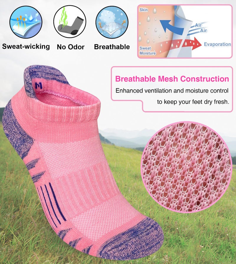 Heyoboy Womens Ankle Anti-blister Thick Cushioned Wicking Odor Resist Athletic Running Socks, Size 9-11, Colorful 5 Pairs - Image 4