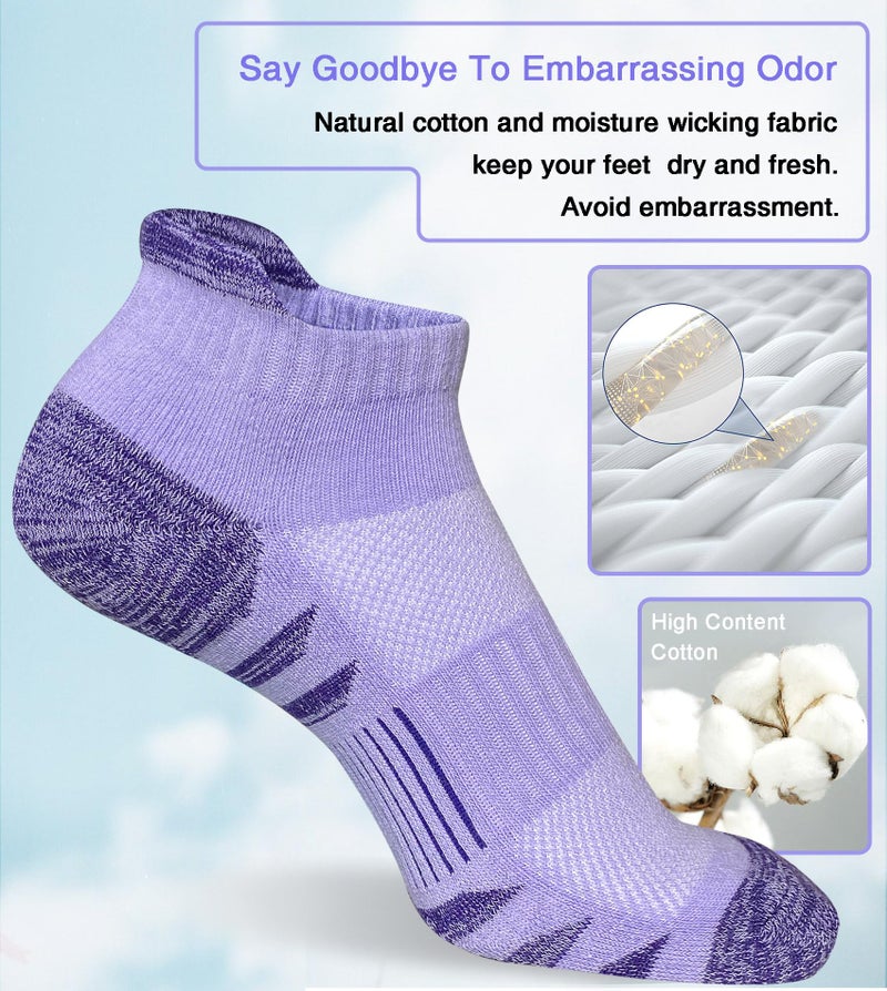 Heyoboy Womens Ankle Anti-blister Thick Cushioned Wicking Odor Resist Athletic Running Socks, Size 9-11, Colorful 5 Pairs - Image 5