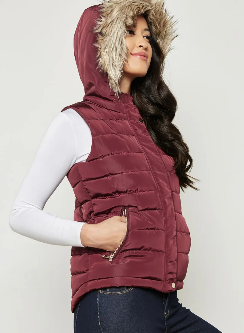 DOROTHY PERKINS Faux Fur Hooded Gilet