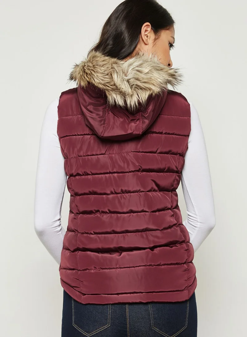 DOROTHY PERKINS Faux Fur Hooded Gilet