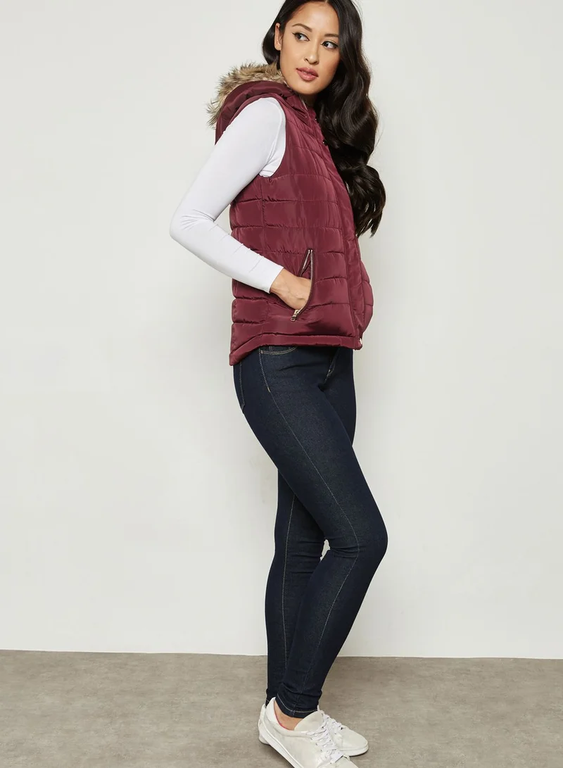 DOROTHY PERKINS Faux Fur Hooded Gilet