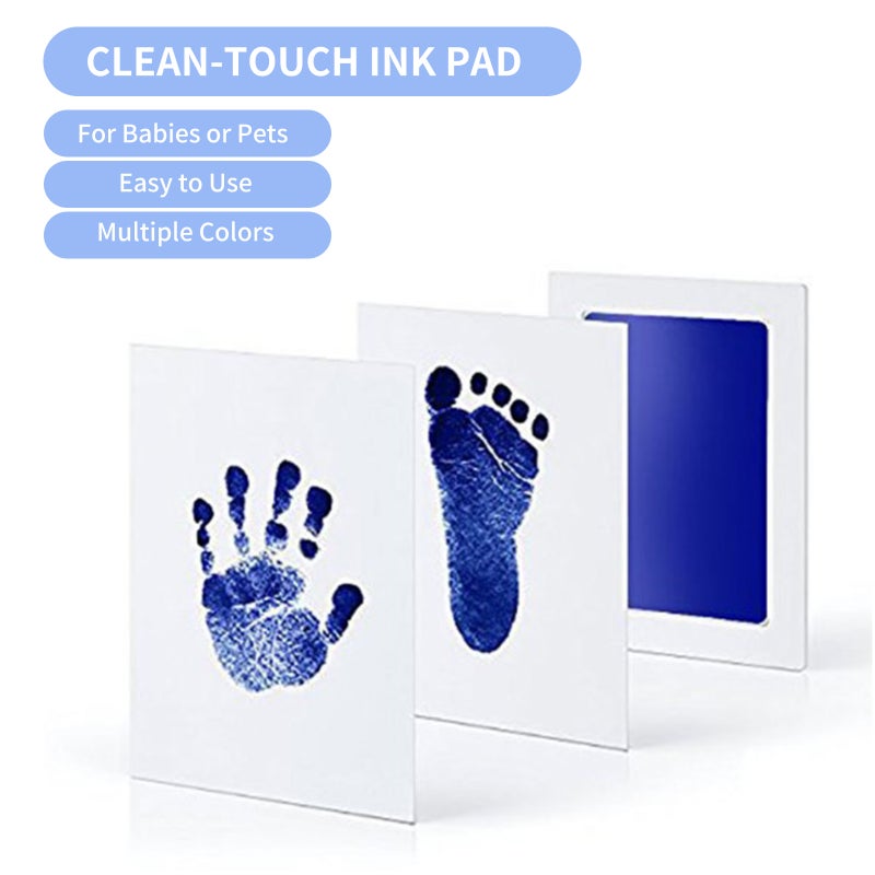 Baby Inkless Footprint Handprint Kit Clean Touch Ink Pads for 0-6 Months Old Infant Newborn Keepsake Pet Paw Print Kit, Blue - Image 3