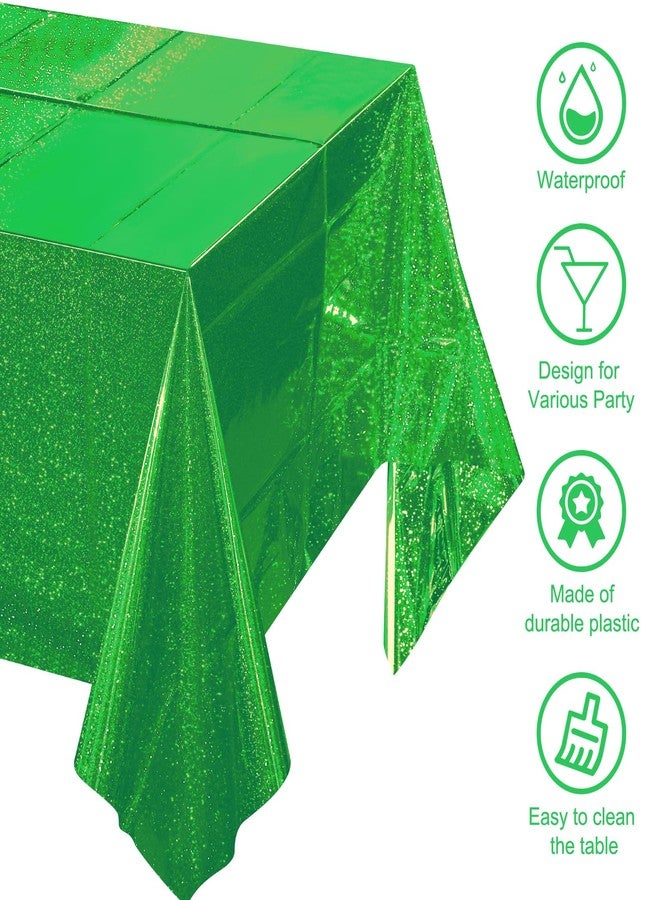 Pascliyna 4 Pcs Iridescent Green Tablecloth Party Decorations, Holographic Foil Green Table Cloth, Disposable Rectangle Laser Table Cover for Baby Shower Wedding Birthday Witch Party Supplies, 54x108 Inch - Image 3