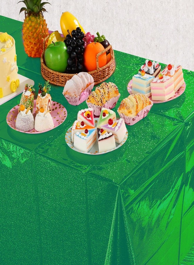 Pascliyna 4 Pcs Iridescent Green Tablecloth Party Decorations, Holographic Foil Green Table Cloth, Disposable Rectangle Laser Table Cover for Baby Shower Wedding Birthday Witch Party Supplies, 54x108 Inch - Image 5