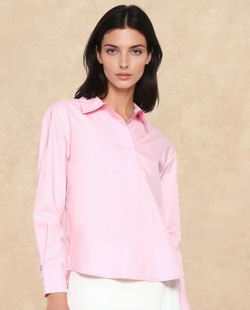 Rareism Women's Cuffed Sleeve Plain Shirt