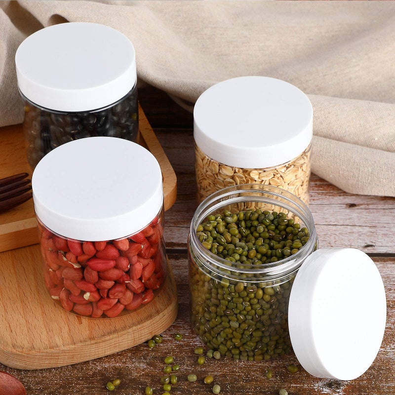 Patelai 4 Pieces Round Wide-mouth Leak Proof Plastic Container Jars with Lids for Travel Storage Makeup Beauty Products Face Creams Oils Salves Ointments DIY Making(8 Ounce,White) - Image 5